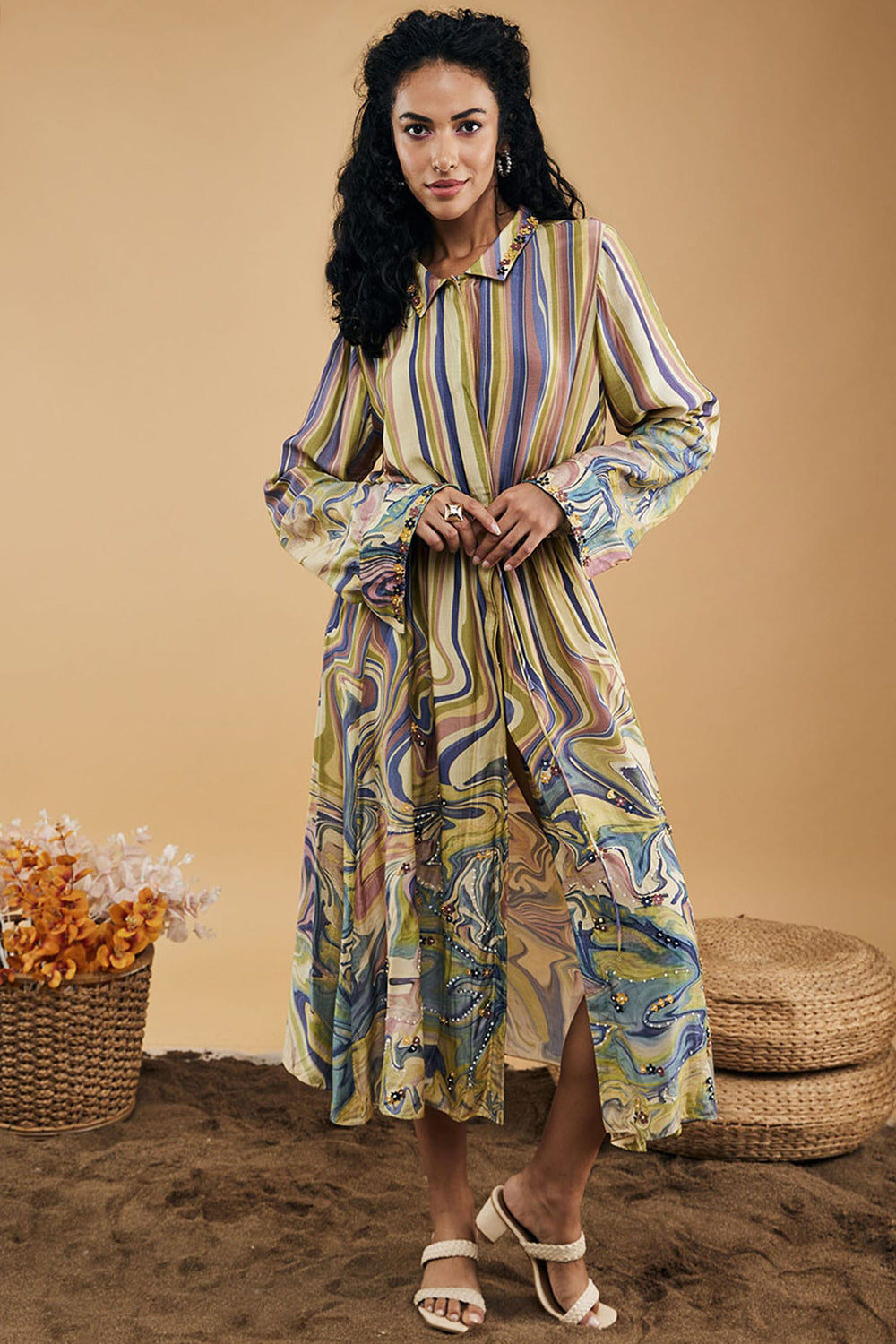 Marble Mosaic Printed Long Dress Sougat Paul