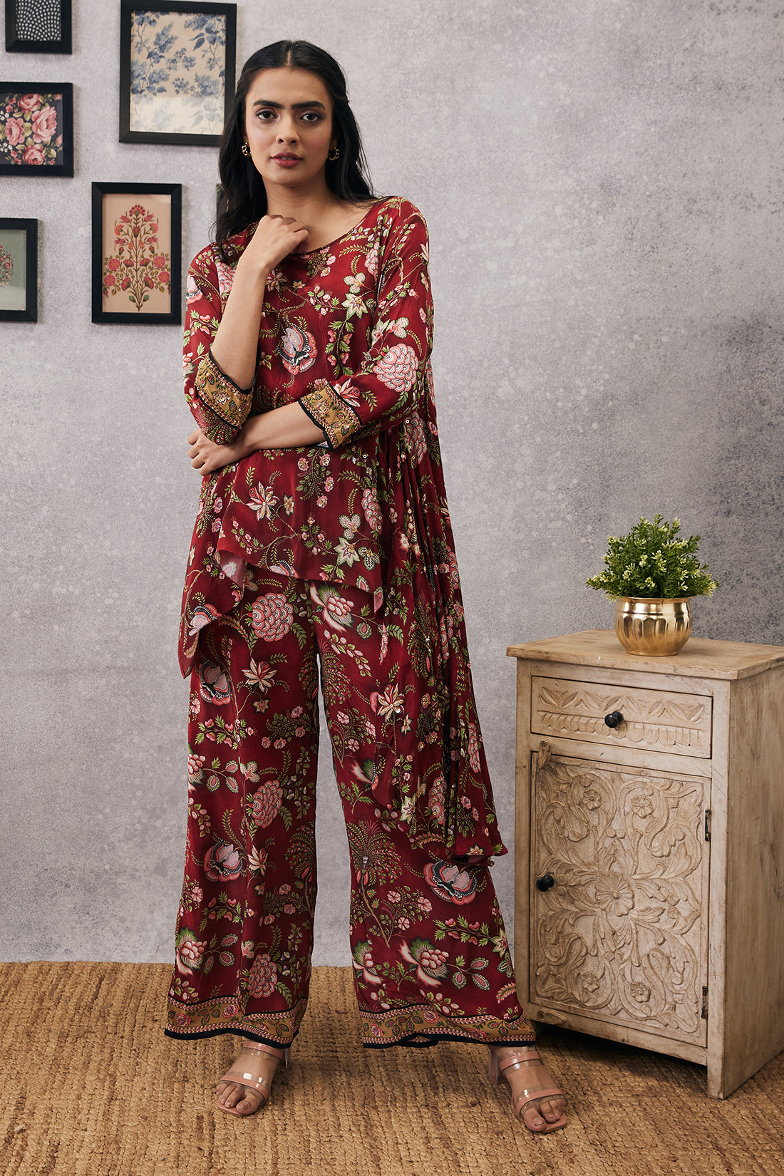 Mehr Embroidered Asymmetric Co-Ord Set