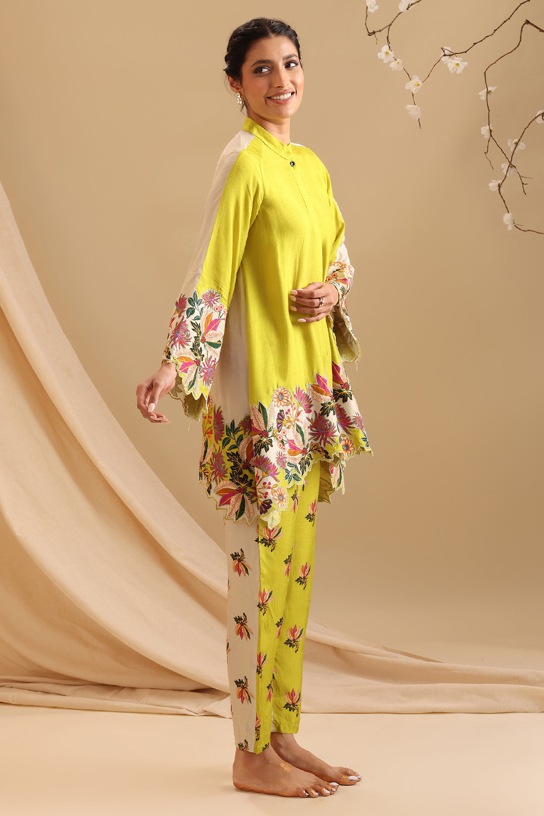 Aarani Yellow Embroidered Co-Ord Set