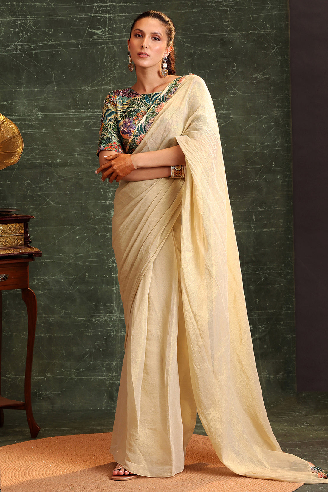 Kaira Embellished Pre-Stitched Saree Set