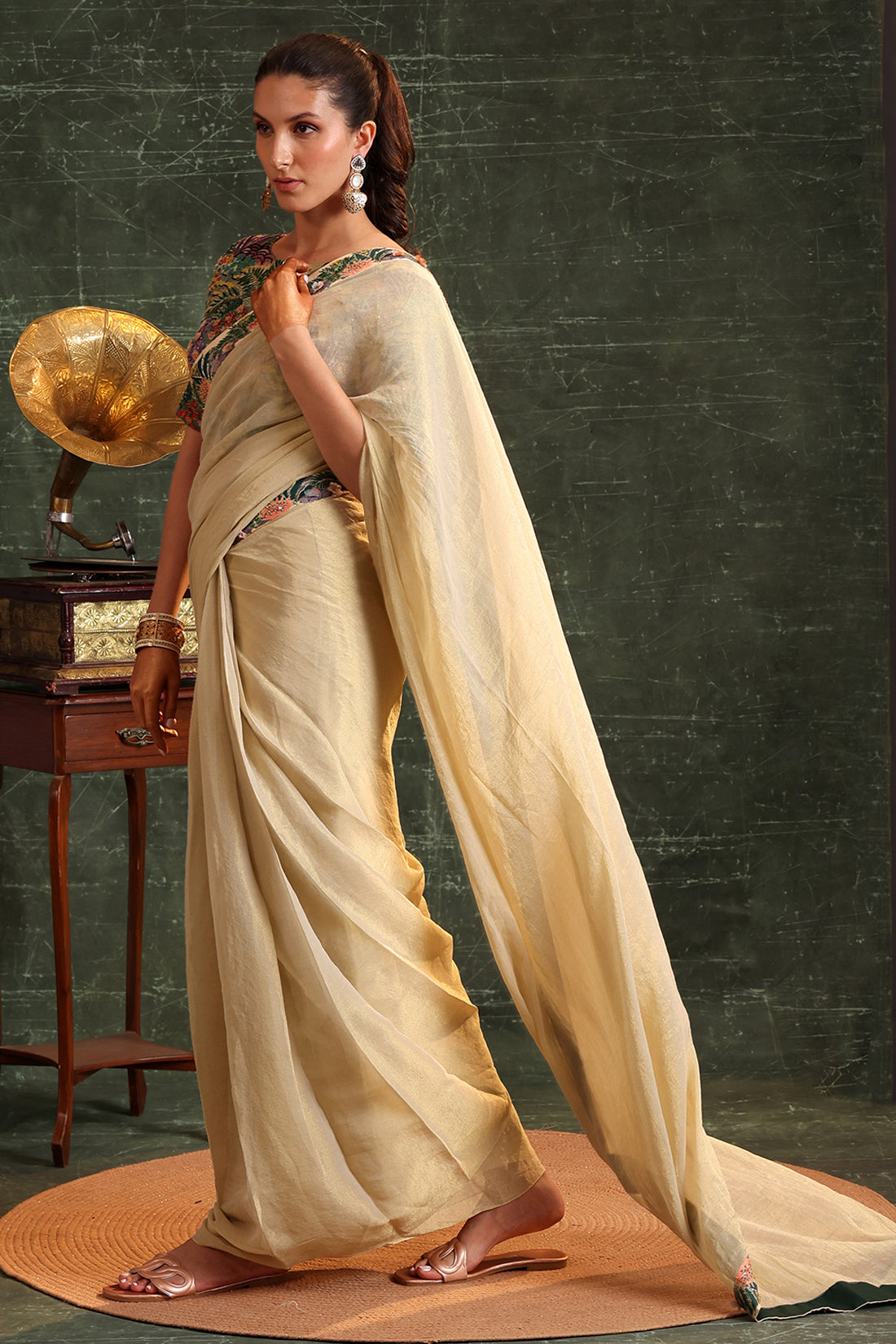 Kaira Embellished Pre-Stitched Saree Set