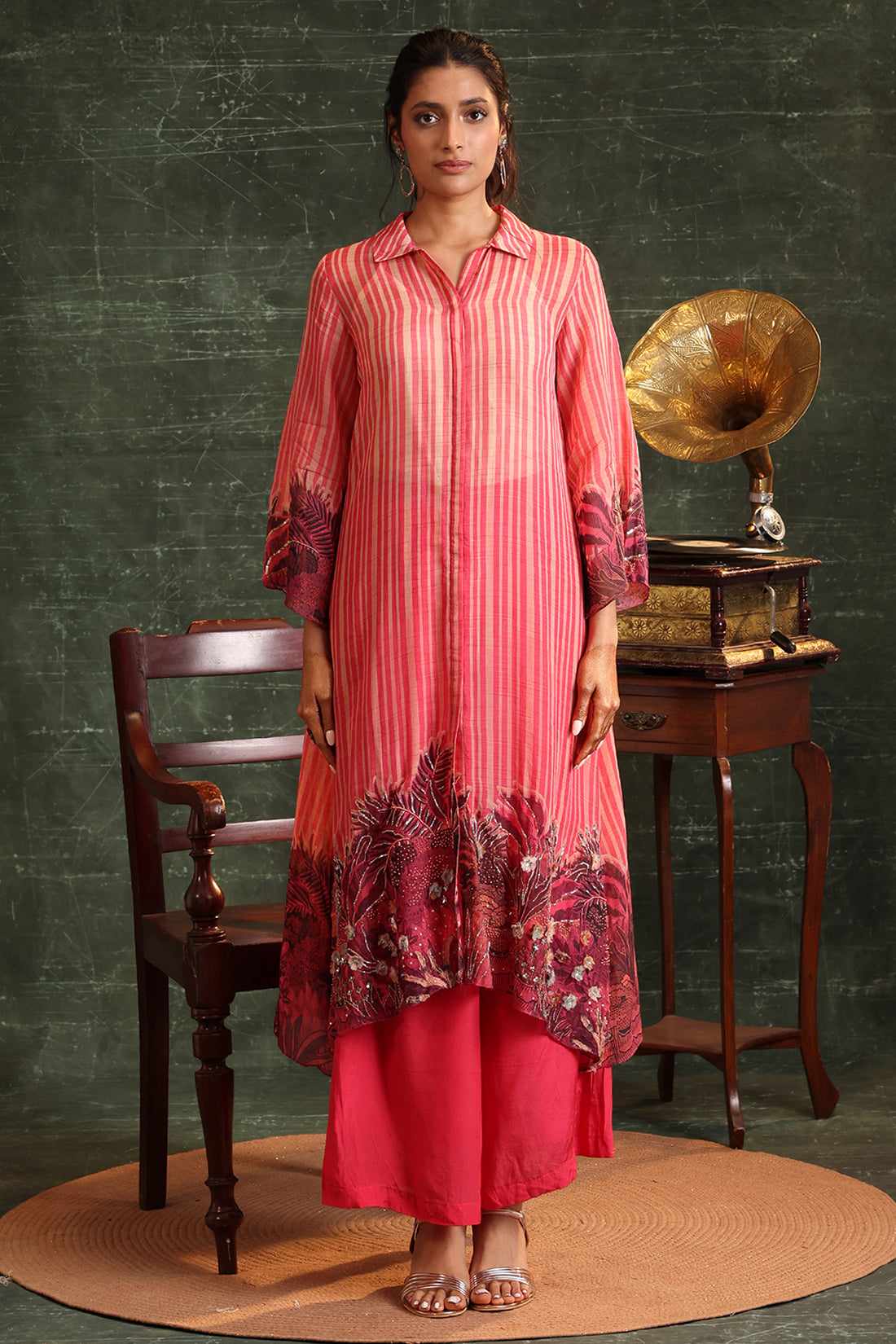 Pink Kaira Embellished Shirt Kurta Set