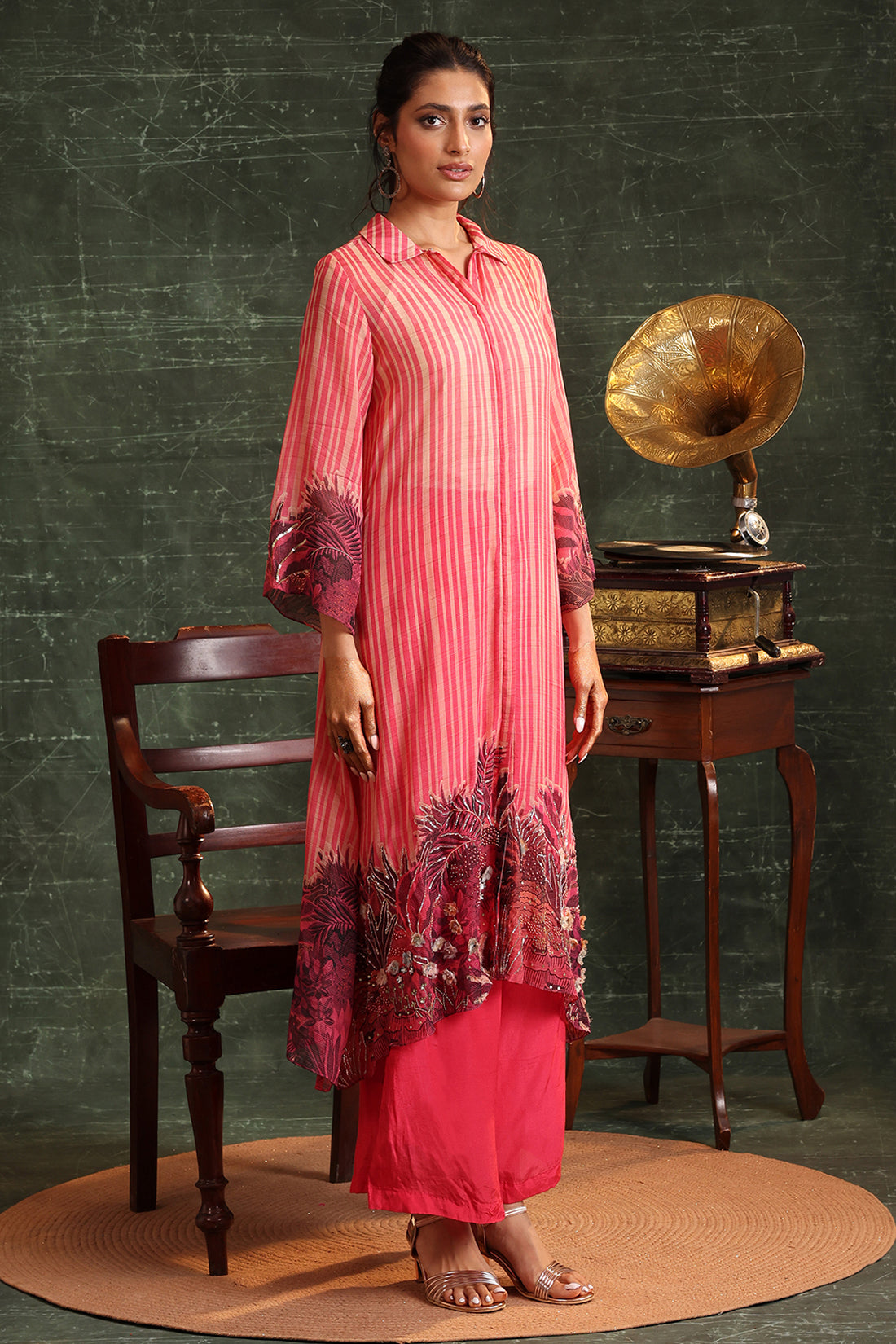 Pink Kaira Embellished Shirt Kurta Set