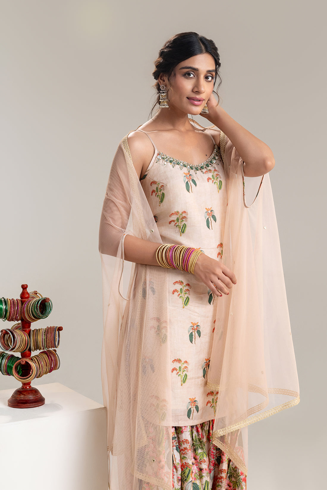 Aarani Embroidered sharara set with a cape