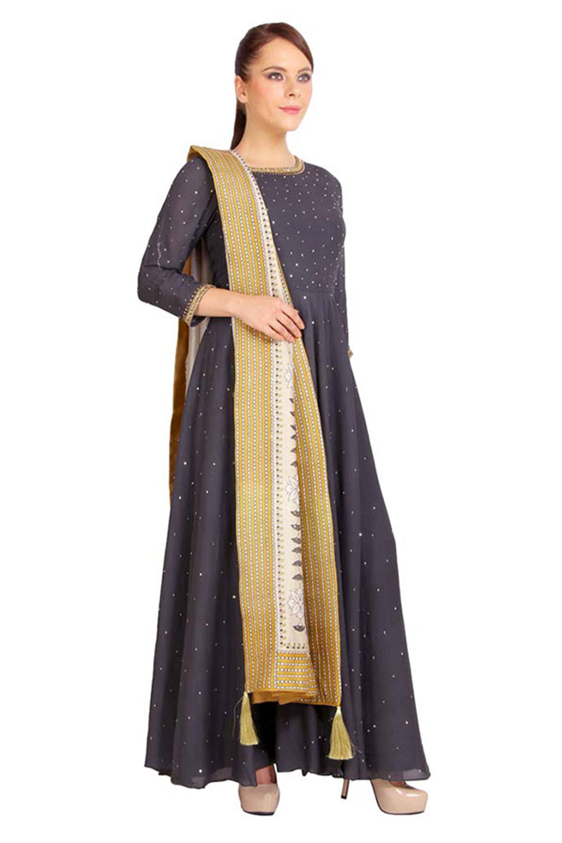 Bagru Printed Anarkali Dress With Dupatta