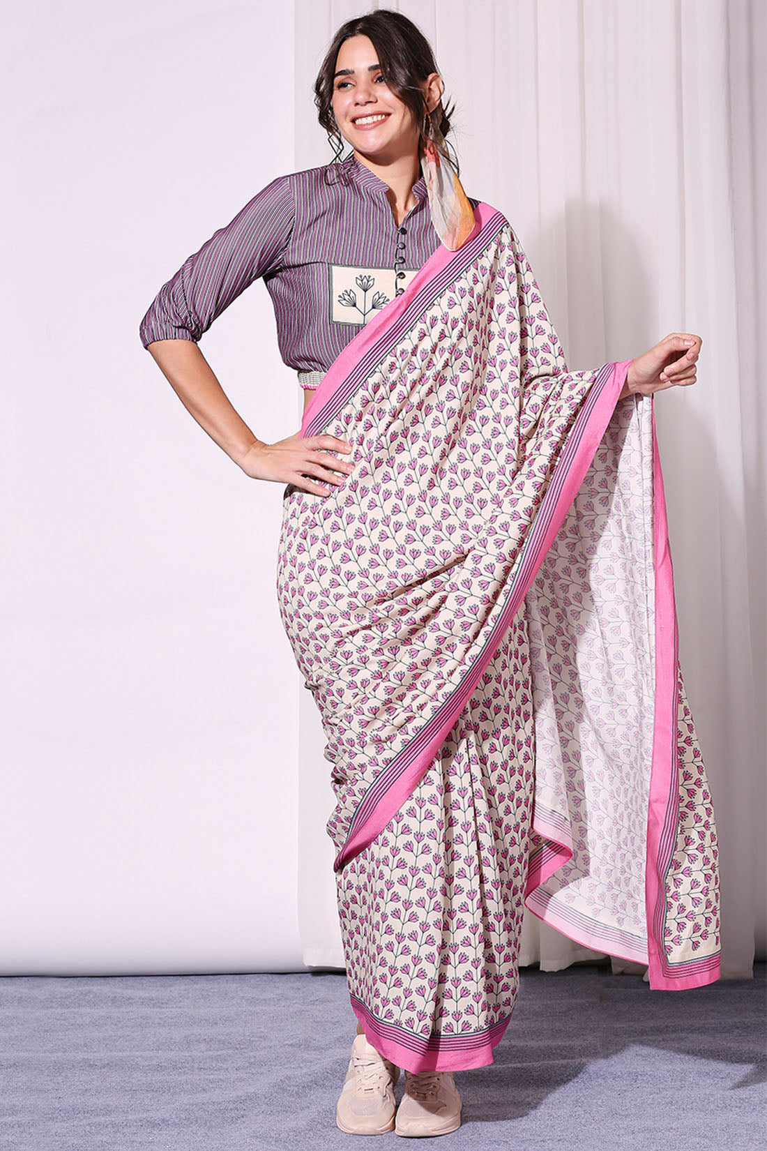 Summer Florals Printed Pre-Stitched Saree