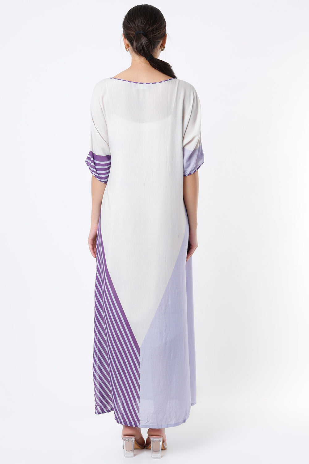 Silk White Printed Dress With Slip