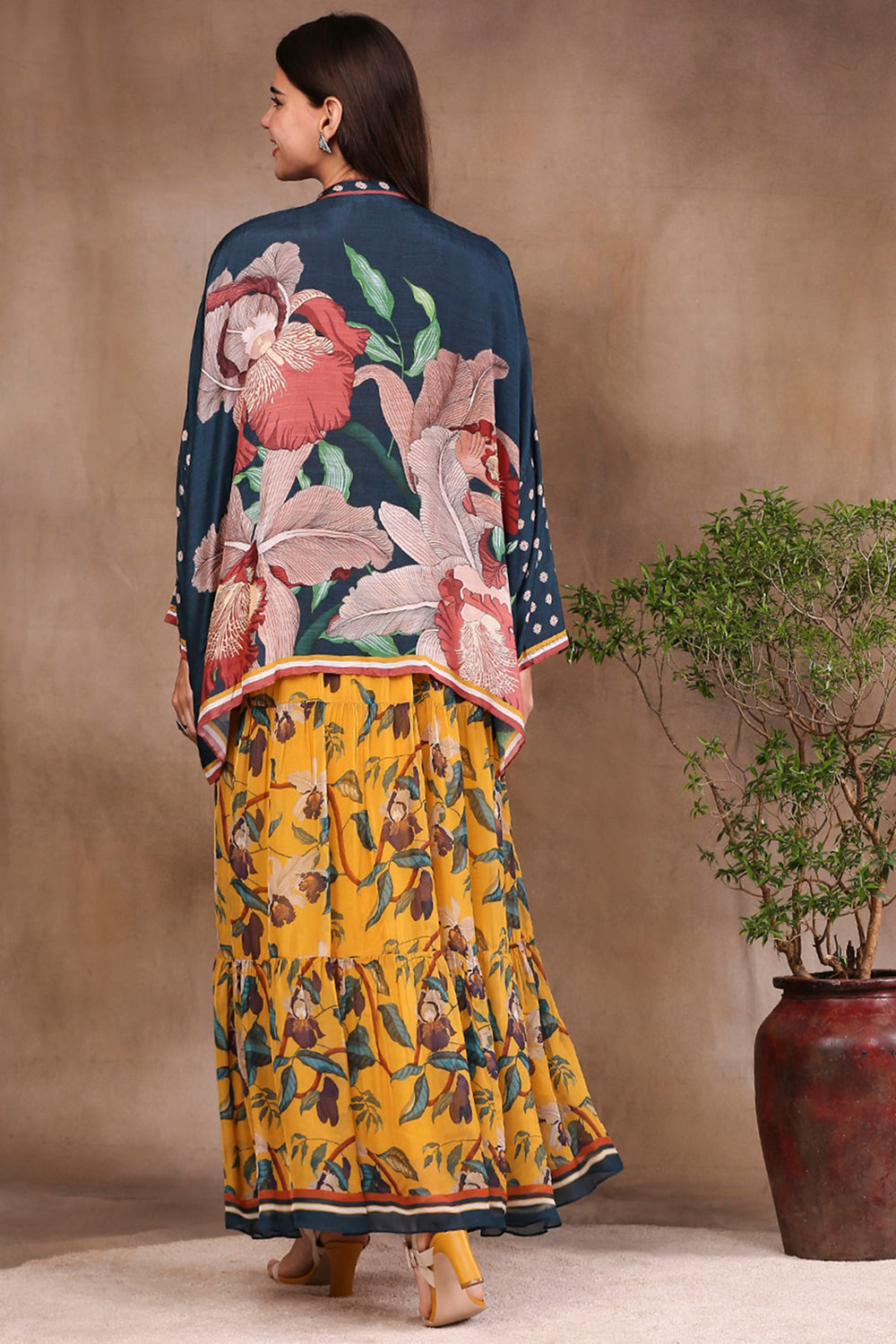 Orchid Bloom Printed Long Dress With Jacket