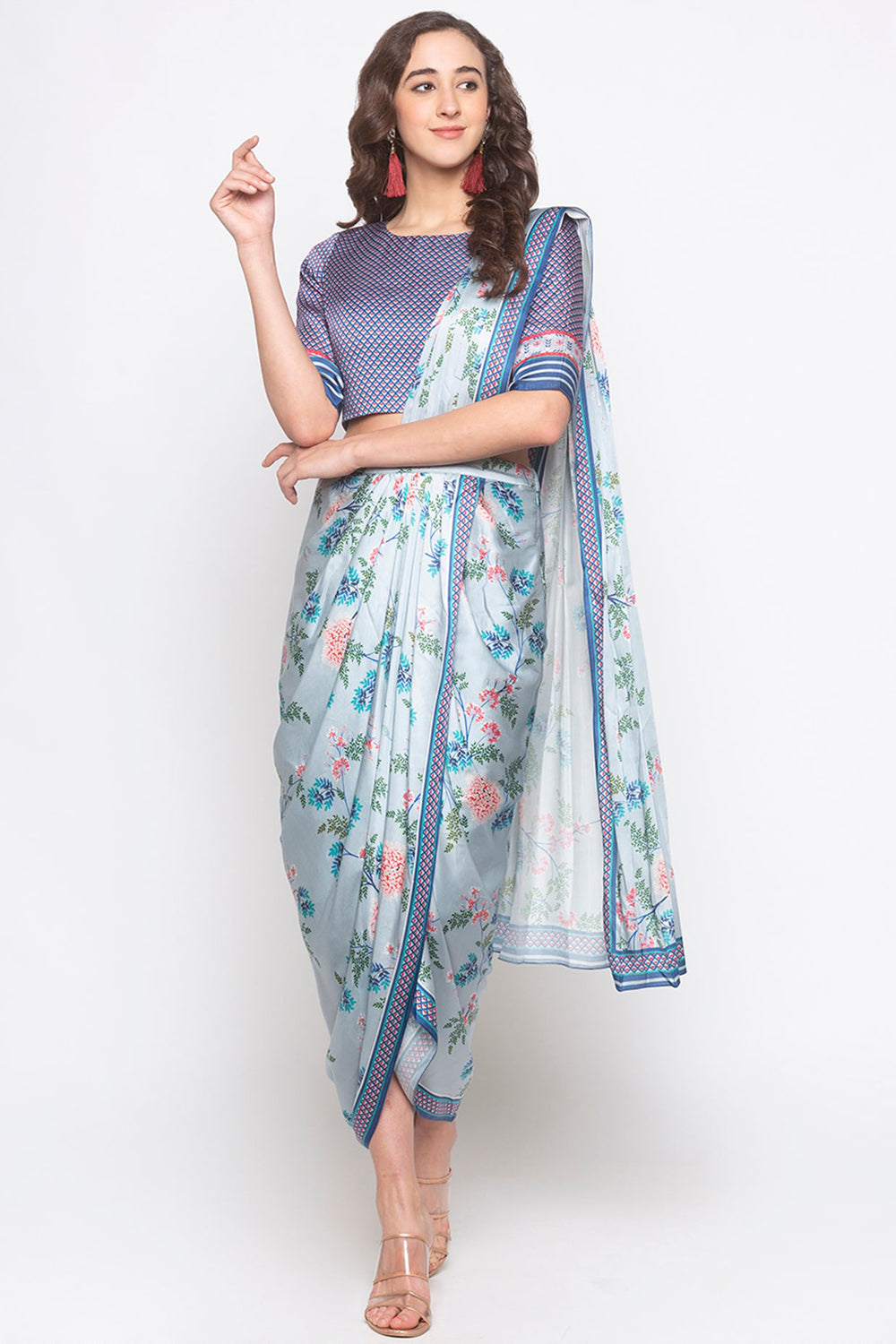 Windance Printed Pre-Stitched Saree With Blouse