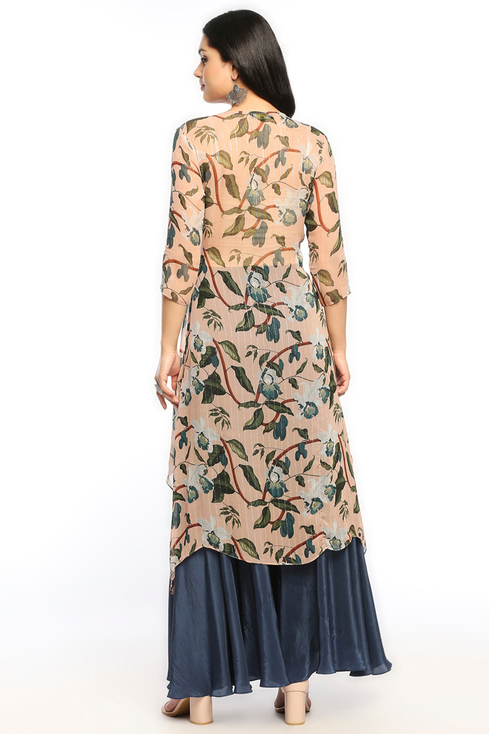 Orchid Bloom Printed Asymmetrical Kurta With Flared Pant