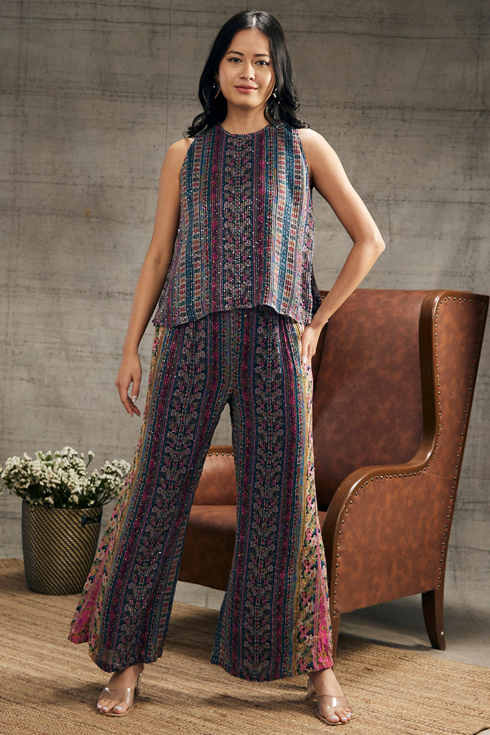 Ikaya Printed Sequin Co-Ord Set