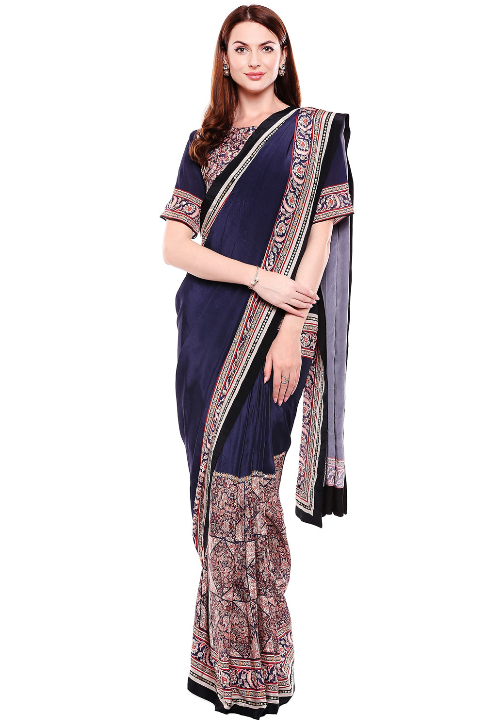 Madhubani Printed Blouse Paired With Pre Stitched Saree