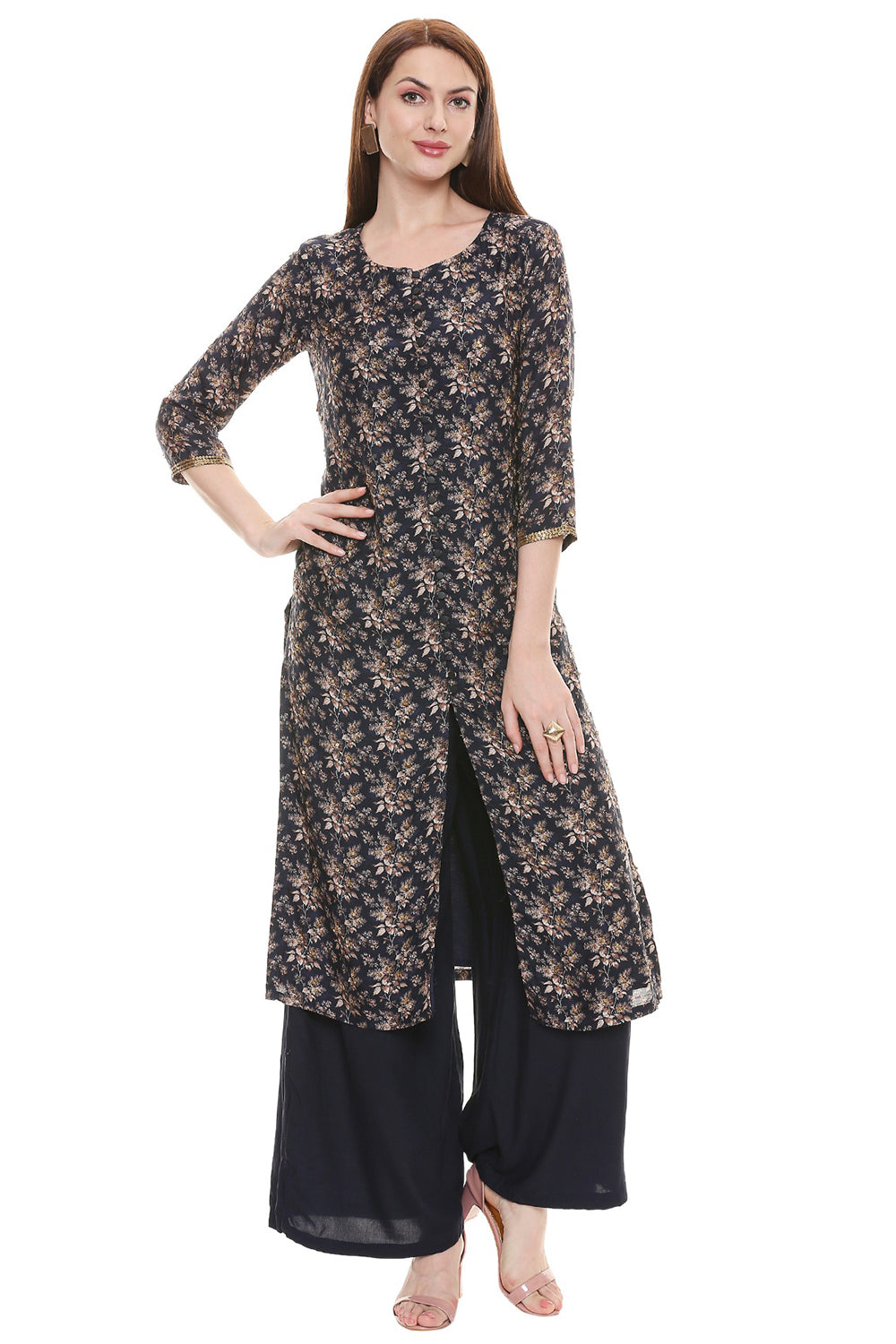 Applique Floral Kurta With Palazzo