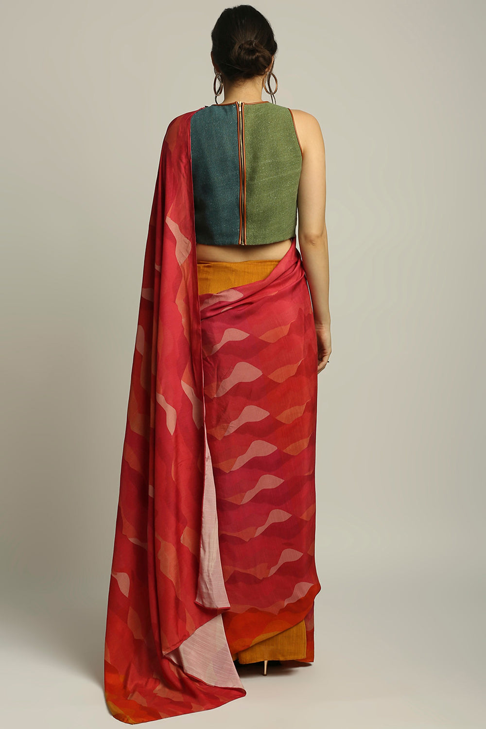 Dune Shadow Printed Pre-Stitched Saree With Blouse