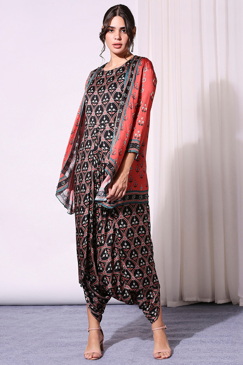 Ethnic Printed Jumpsuit And Jacket