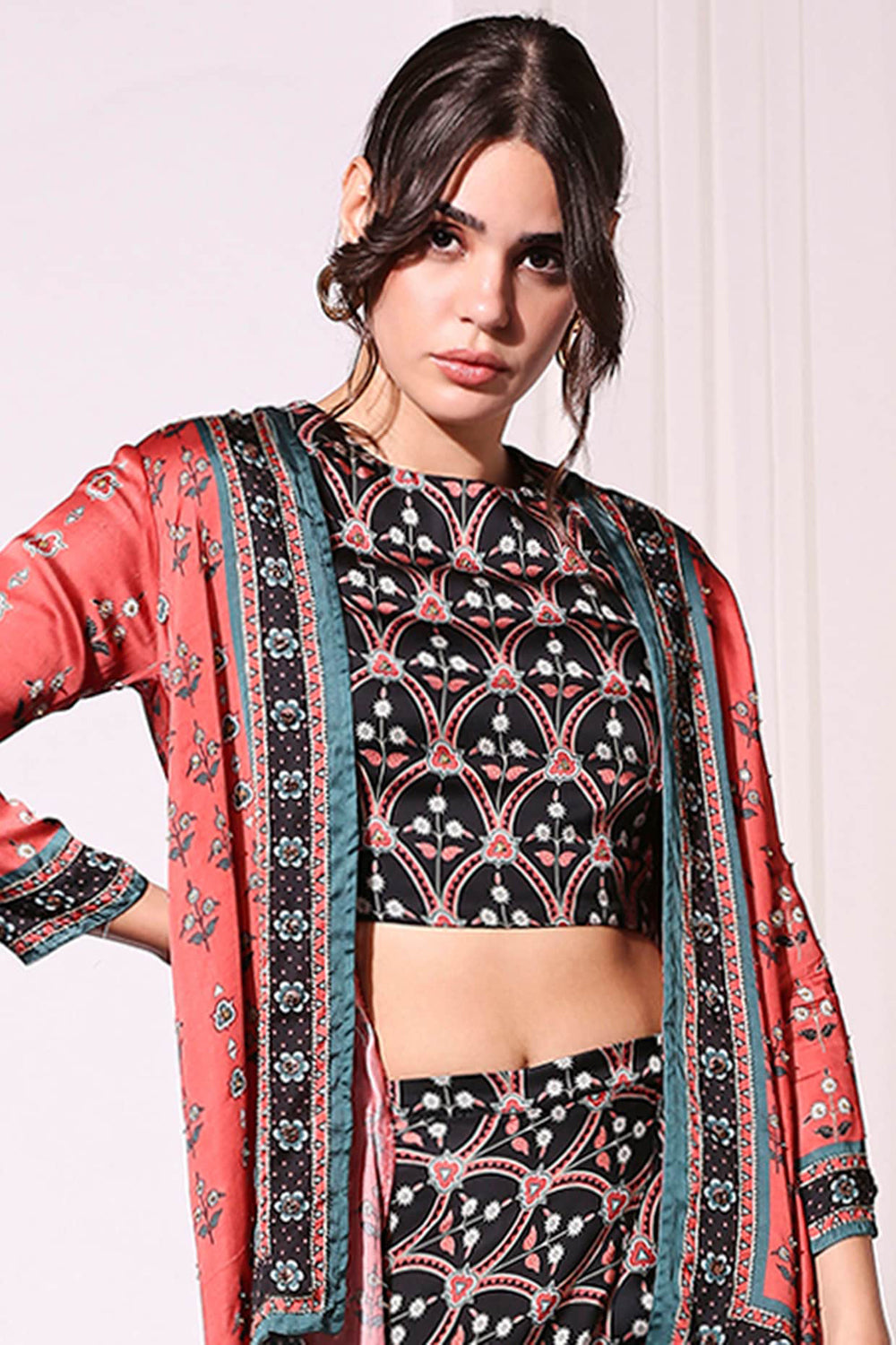 Ethnic Printed Co-Ord Set And Jacket