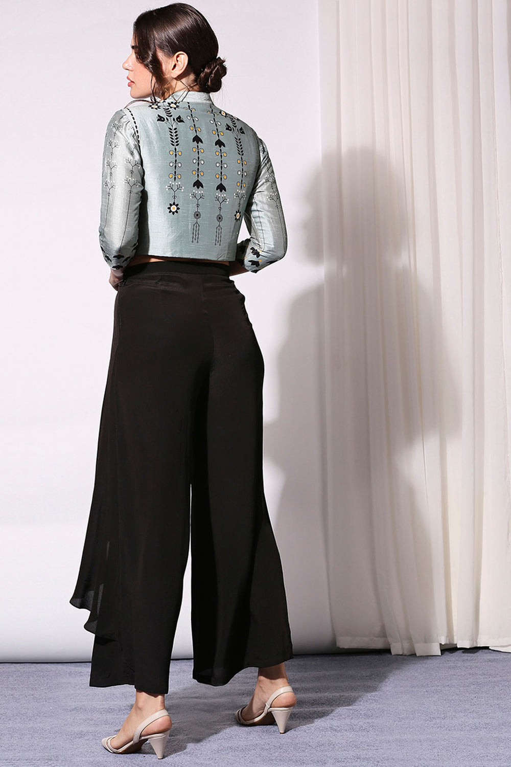 Geometrical Printed Bomber Jacket With Flared Pants