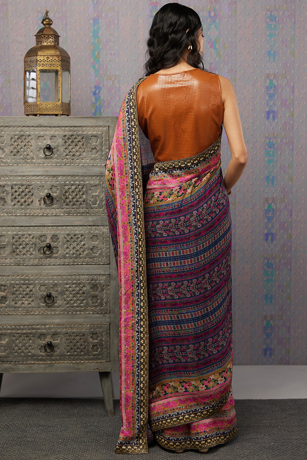 Ikaya Printed Pre-Stitched Saree With Blouse