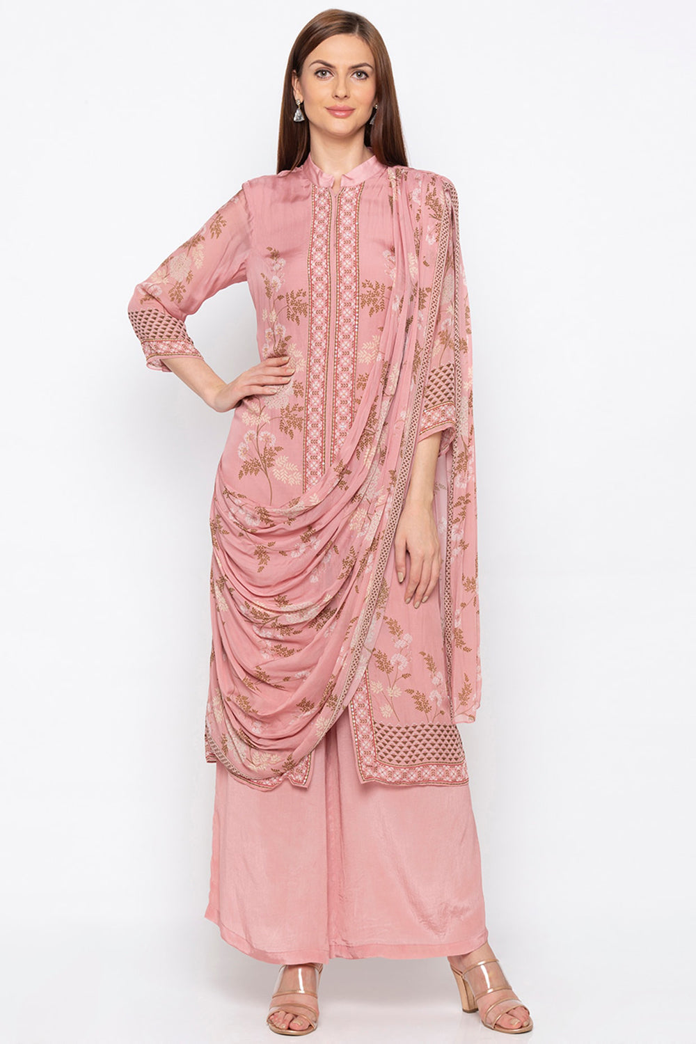 Windance Printed Palazzo Set With Attached Dupatta
