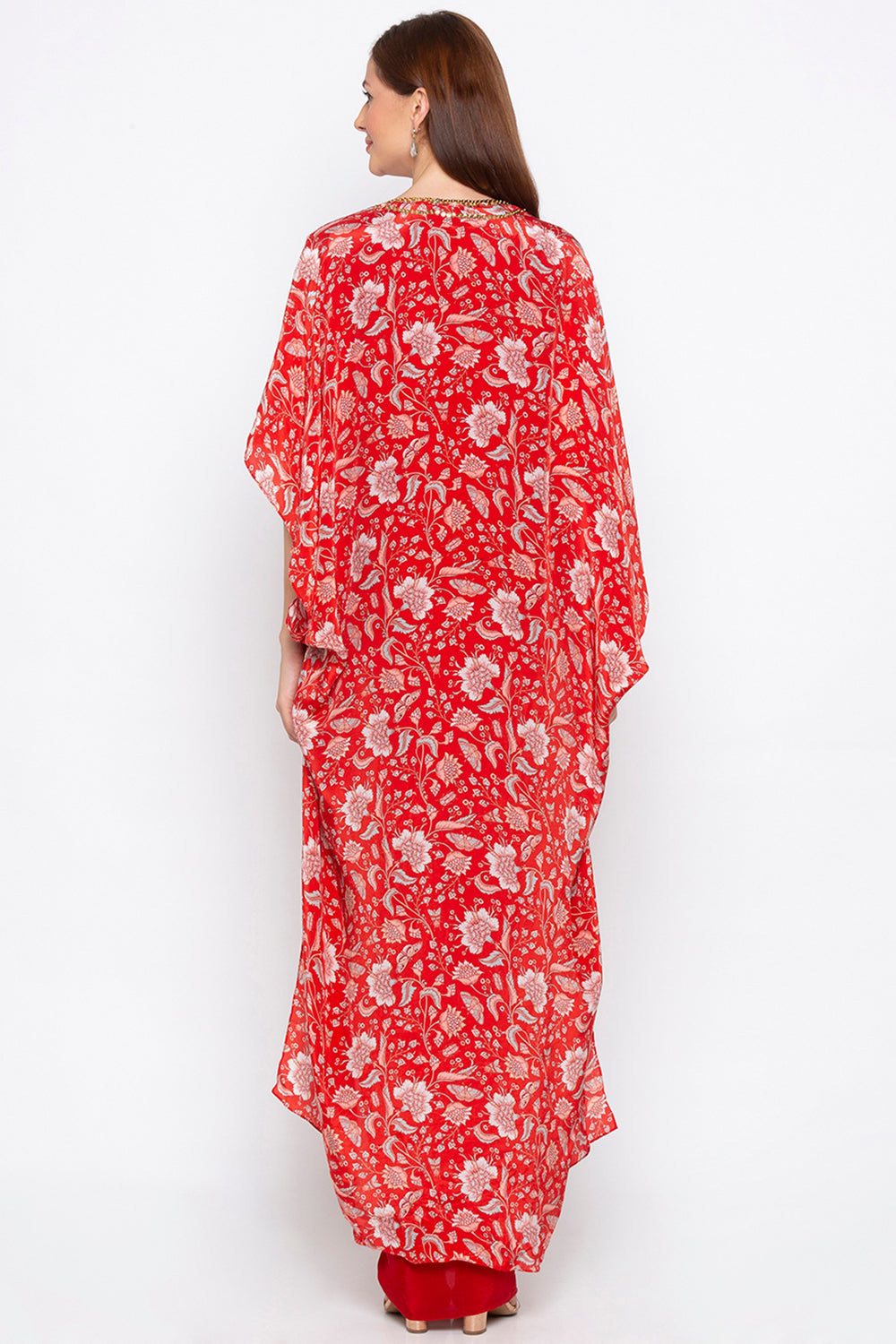 Wild-Flower Printed Dress With Cape