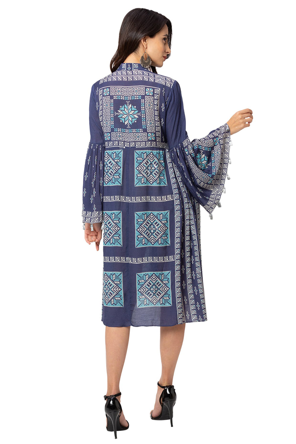 Printed Dress With Flared Sleeves