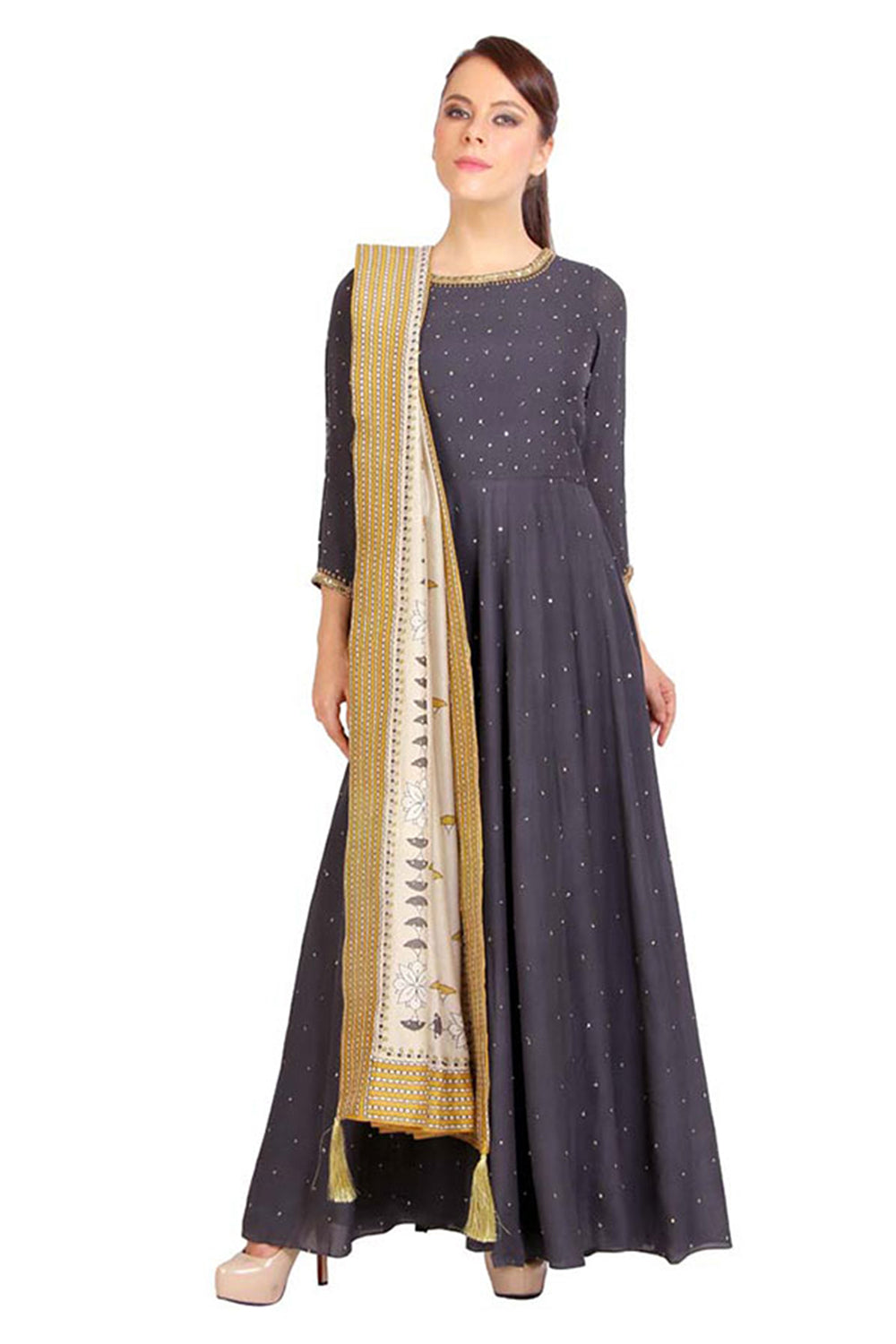 Bagru Printed Anarkali Dress With Dupatta