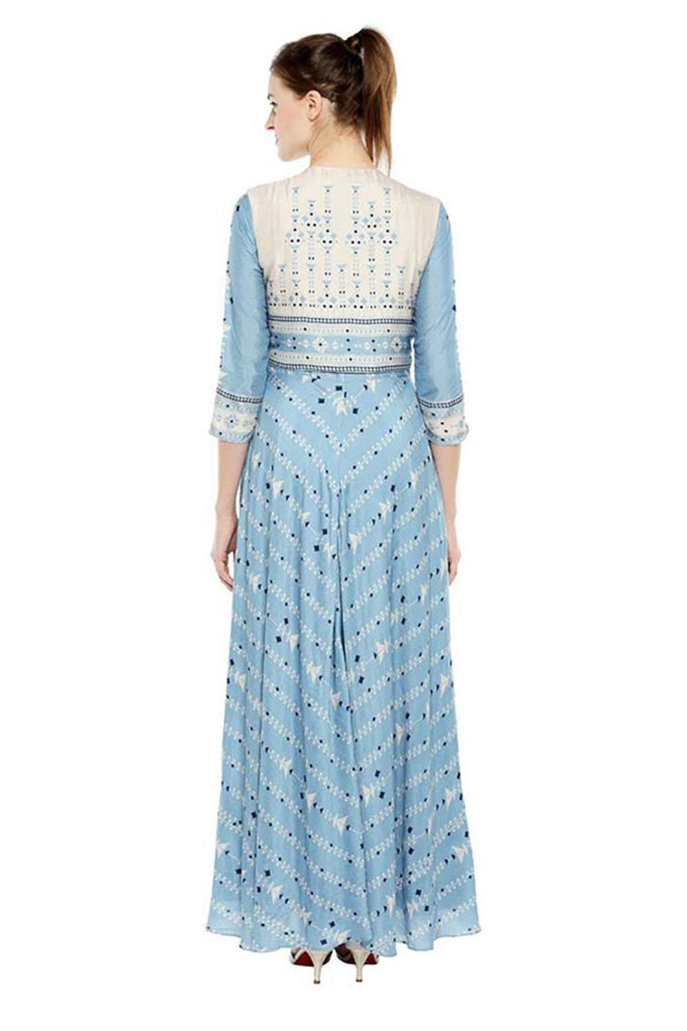 Azulejos Printed Flared Dress With Short Jacket