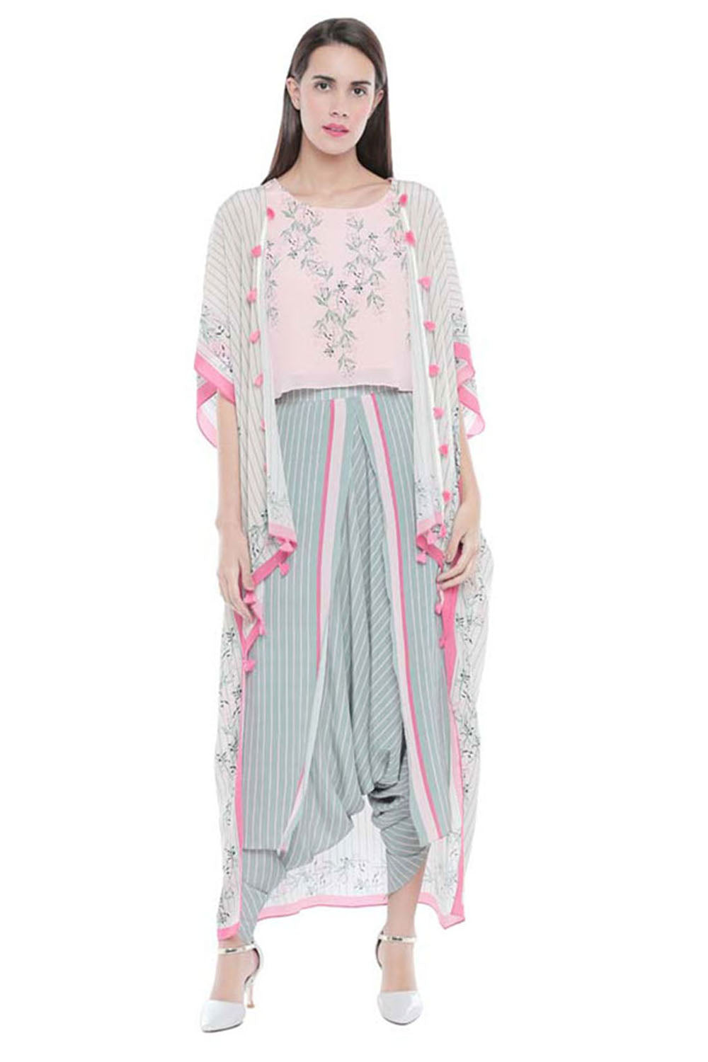 Palash Printed Jumpsuit With Cape