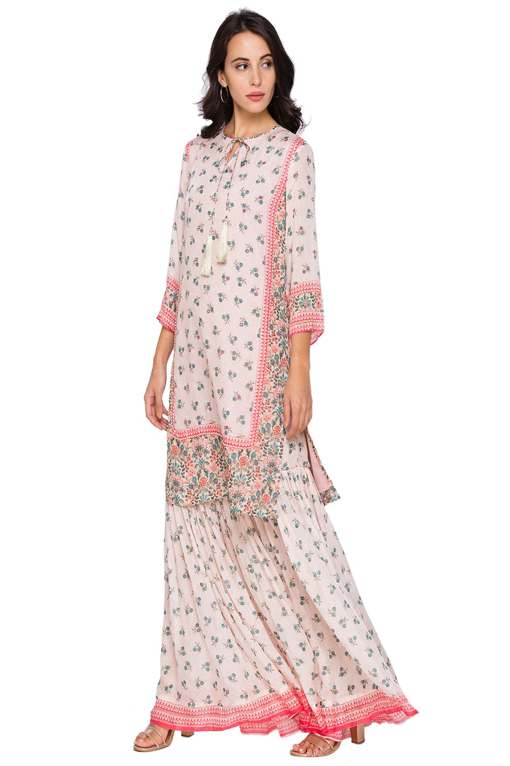 Buy Yellow Silk Chanderi Embroidery Square Neck Kurta Sharara Set For Women  by PUNIT BALANA Online at Aza Fashions.